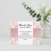 Roze Faux Glitter en Bloemen Borstel Stroke Stripe Briefkaart (Staand voorkant)