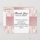 Roze Faux Glitter en Bloemen Borstel Stroke Stripe Briefkaart (Voorkant / Achterkant)