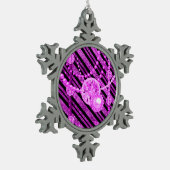 Roze faux glitter en juwelen Pewter Snowflake Tin Sneeuwvlok Ornament (Links)