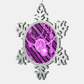 Roze faux glitter en juwelen Pewter Snowflake Tin Sneeuwvlok Ornament (Rechts)