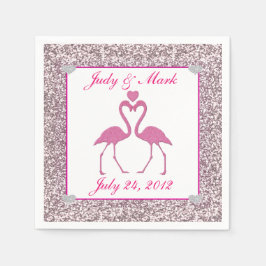 Roze Faux Glitter Flamingo Bruiloft Papier Servett Servetten