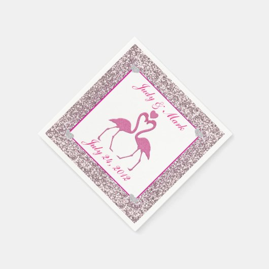 Roze Faux Glitter Flamingo Bruiloft Papier Servett Servetten (Hoek)