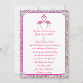 Roze Faux Glitter Flamingo Liefde bruiloft uitnodi Kaart (Voorkant)