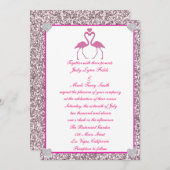 Roze Faux Glitter Flamingo Liefde bruiloft uitnodi Kaart (Voorkant / Achterkant)