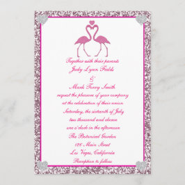 Roze Faux Glitter Flamingo Liefde bruiloft uitnodi Kaart