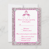 Roze Faux Glitter Flamingo Liefde Reactie Kaart (Voorkant)