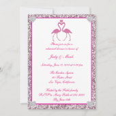 Roze faux Glitter Flamingo Rehearsal Dinner Invite Kaart (Voorkant)