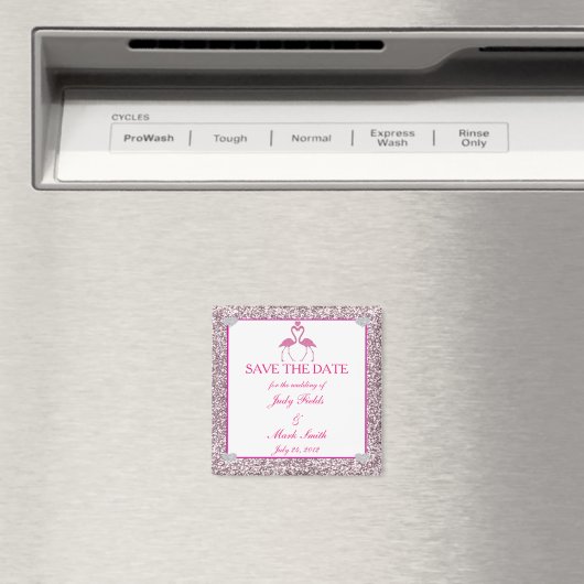 Roze faux glitter flamingo sparen de Datum Magnet (Insitu (Vaatwasser))
