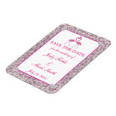 Roze faux glitter flamingo sparen de Datum Magnet Magneet (Linkerzijde)