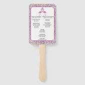 Roze Faux Glitter Flamingo Trouwprogramma Fans Handwaaier (Achterkant)