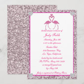 Roze Faux Glitter Flamingo Vrijgezellenfeest Uitno Kaart (Voorkant / Achterkant)