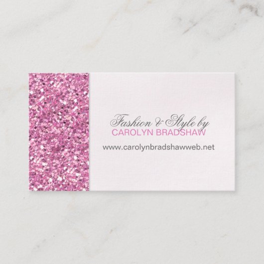 Roze Faux Glitter Glam Visitekaartje (Voorkant)