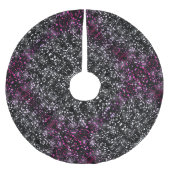 Roze Faux Glitter Glitter Sparkle op Zwart Kerstboom Rok (Voorkant)