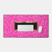 Roze Faux Glitter Gouden Accenten Bureaumat (Keyboard & Muis)