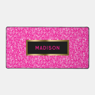 Roze Faux Glitter Gouden Accenten Bureaumat