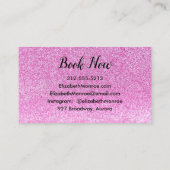 Roze Faux Glitter Haarstylist Makeup Salon Script Visitekaartje (Achterkant)