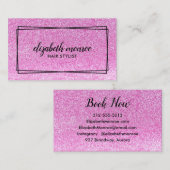 Roze Faux Glitter Haarstylist Makeup Salon Script Visitekaartje (Voorkant / Achterkant)