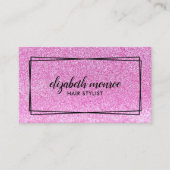Roze Faux Glitter Haarstylist Makeup Salon Script Visitekaartje (Voorkant)