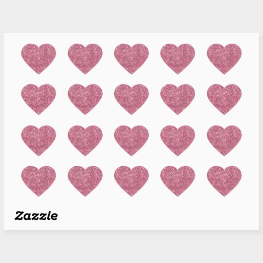 Roze Faux Glitter Hart Sticker (Vel)