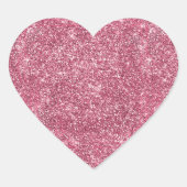Roze Faux Glitter Hart Sticker (Voorkant)
