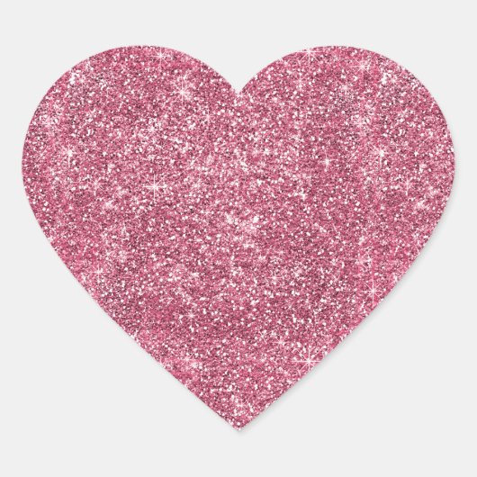Roze Faux Glitter Hart Sticker (Voorkant)