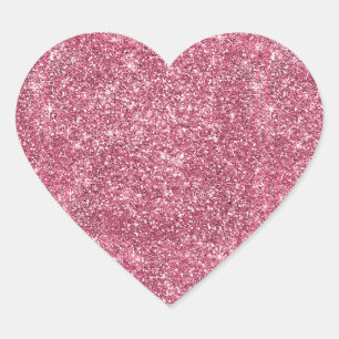 Roze Faux Glitter Hart Sticker