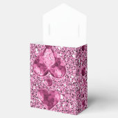 Roze Faux Glitter & Heart Droplets Bedankdoosjes (Geopend)