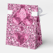 Roze Faux Glitter & Heart Droplets Bedankdoosjes (Achterkant)
