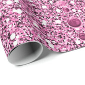 Roze Faux Glitter & Heart Droplets Cadeaupapier (Rol Hoek)