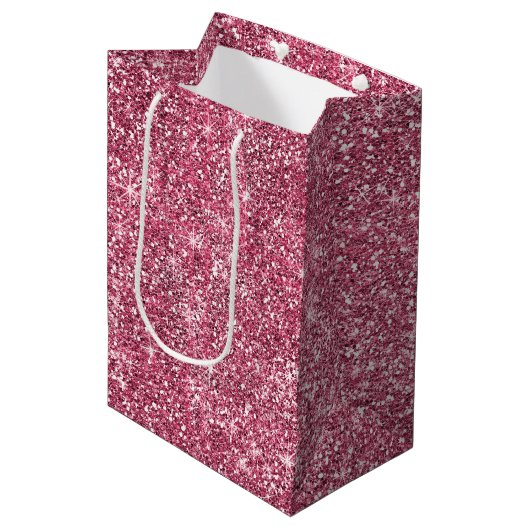 Roze Faux Glitter Medium Cadeauzakje