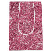 Roze Faux Glitter Medium Cadeauzakje (Achterkant)