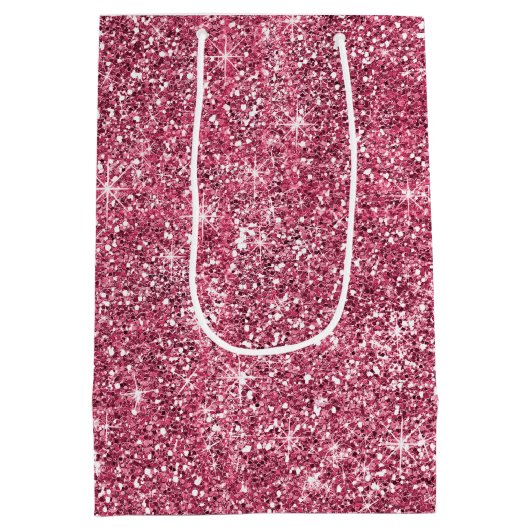 Roze Faux Glitter Medium Cadeauzakje (Achterkant)
