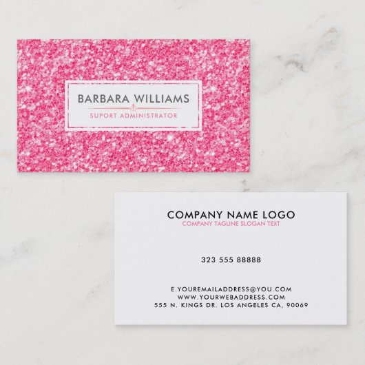 Roze Faux Glitter Modern Design Visitekaartje (Voorkant / Achterkant)