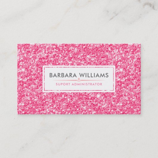Roze Faux Glitter Modern Design Visitekaartje (Voorkant)