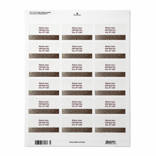 Roze Faux Glitter Nieuw Adres Etiket (Full Sheet)