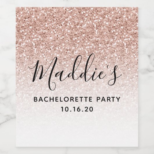 Roze Faux Glitter Ombre Aangepaste Naam Bacheloret Wijn Etiket (Enkel label)
