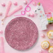 Roze Faux Glitter Papieren Bordje (Feest)