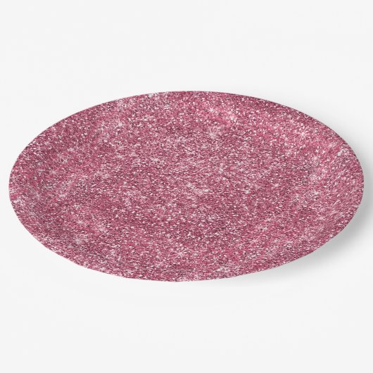Roze Faux Glitter Papieren Bordje (Gekanteld)