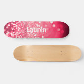 Roze Faux Glitter Personalized Girls Skateboard (Horizontaal)