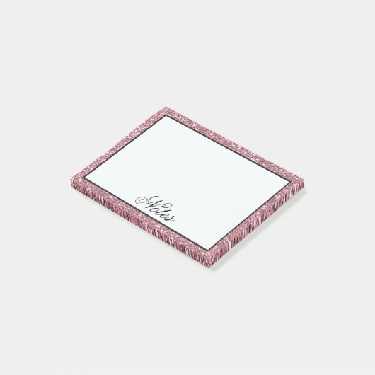 Roze Faux Glitter Post-it® Notes (Schuin)