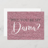 Roze Faux Glitter Quinceanera Dama Voorstel Uitnodiging Briefkaart (Voorkant / Achterkant)