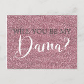 Roze Faux Glitter Quinceanera Dama Voorstel Uitnodiging Briefkaart (Voorkant)
