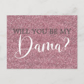 Roze Faux Glitter Quinceanera Dama Voorstel Uitnodiging Briefkaart (Voorkant)