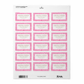 Roze faux glitter return address etiket (Full Sheet)
