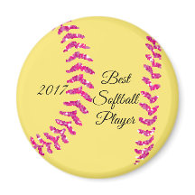 Roze Faux Glitter Softball Stitches
