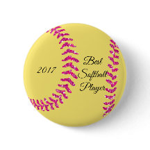 Roze Faux Glitter Softball Stitches