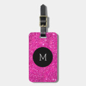 Roze Faux Glitter Sparkle Pattern Girly Monogram Bagagelabel (Voorkant verticaal)