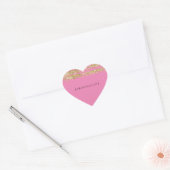 Roze Faux Glitter Strepen Hart Sticker (Envelop)