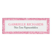 Roze Faux Glitter Tekst Sjabloon Naambadge (Voorkant)