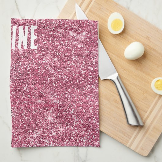 Roze Faux Glitter Theedoek (Quarter Fold)